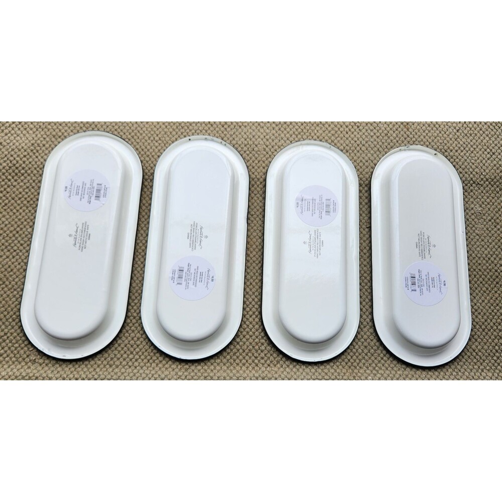 4 Hearth & Hand Magnolia Porcelain Enamel Corn On Cob Dish Tray Set Black Blue - Picture 5 of 5